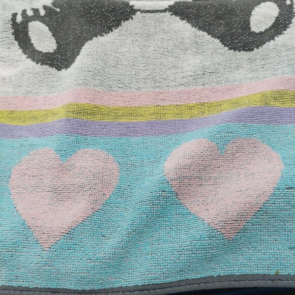 Vintage Cecil Saydah Body Beach Towel Panda Bears Pastels Hearts 55”X25” Cotton - Picture 6 of 12